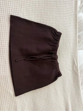 Zara Brown Drawstring Casual Mini Skirt